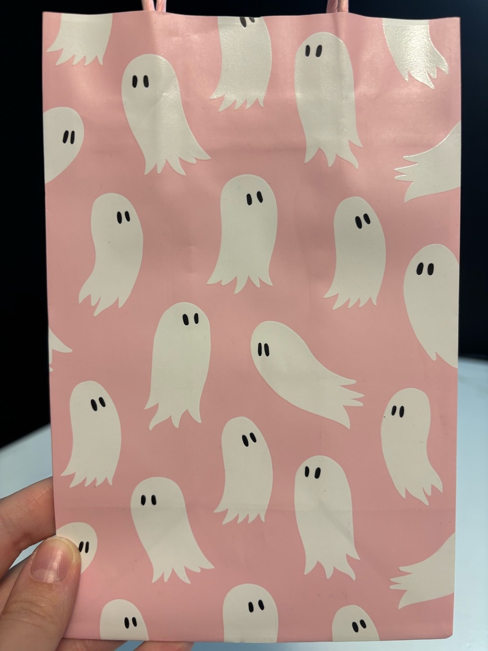 NEW 12 Pink Ghost Party Treat Favor Gift Bags Cute Pastel Halloween Glow in Dark